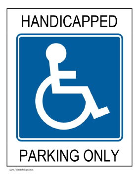 Handicapped Parking Only Sign