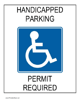 Handicapped Parking Permit Required Sign