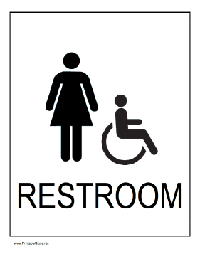 Handicapped Restroom Women Sign