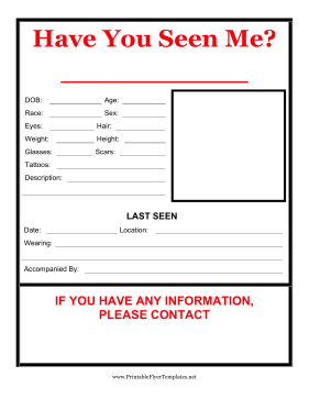 Have You Seen Me Flyer Sign