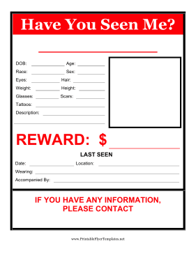 Have You Seen Me Flyer Reward Sign