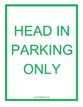 Head in Parking Sign
