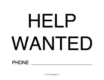 Help Wanted Phone Sign