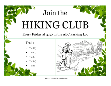 Hiking Club Flyer Sign