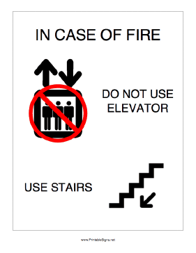 In Case Of Fire Do Not Use Elevator Sign