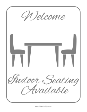 Indoor Seating Available Sign