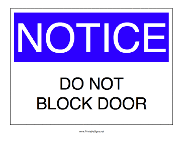 Do Not Block Door Sign