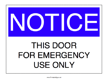 Emergency Exit Only Sign