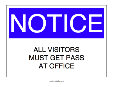 Visitor Pass Required Sign