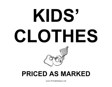 Kids Clothes Yard Sale Sign