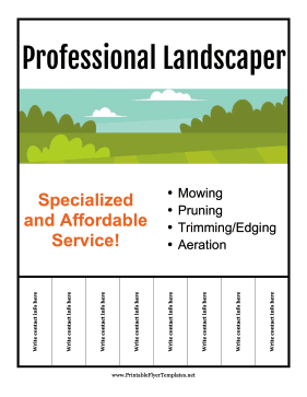 Landscaper Tear-Off Tabs Sign