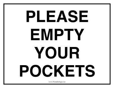 Laundry Empty Pockets Sign