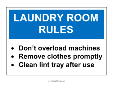 Laundry Room Rules Sign Sign