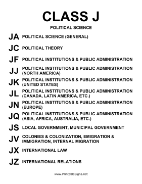 Library of Congress Sign Class J Sign