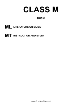 Library of Congress Sign Class M Sign
