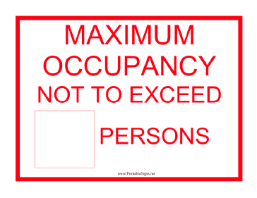 Lift Max Capacity Persons Sign