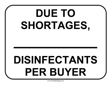 Limit Disinfectants Per Buyer Sign