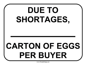 Limit Eggs Per Buyer Sign