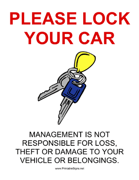 Lock Your Car Sign