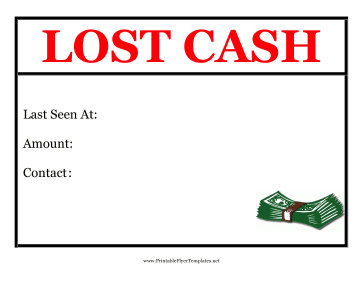 Lost Cash Flyer Sign