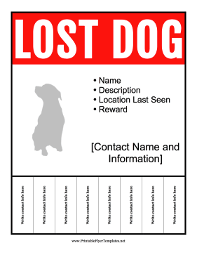 Lost Dog Tear-Off Tabs Sign