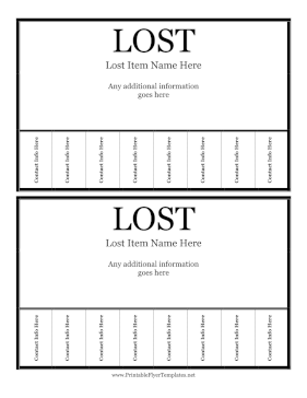 Lost Flyer 2 Per Page Sign
