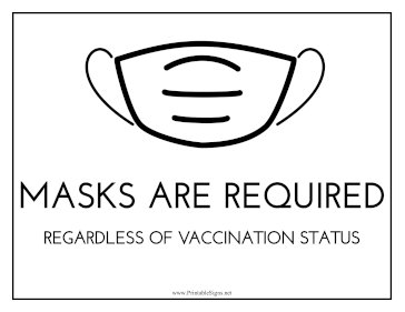 Masks Required Regardless Of Vaccination Sign
