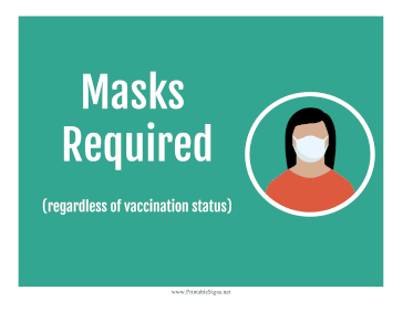 Masks Required Vaccination Regardless Sign