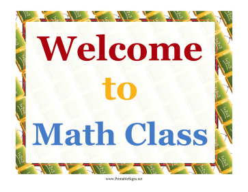 Math Welcome Sign