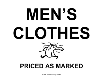 Mens Clothes Yard Sale Sign