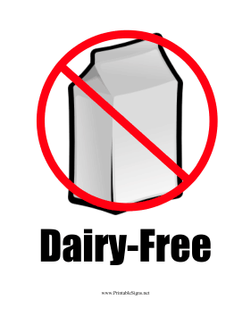 Milk Allergy (Dairy-Free) Sign
