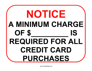 Minimum Charge Sign