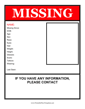 Missing Person Flyer Sign