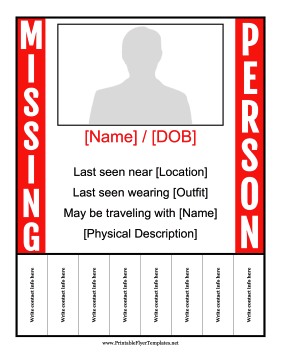 Missing Person Tear-Off Tabs Sign