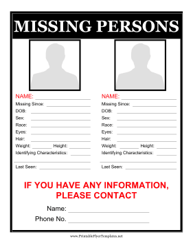 Multiple Missing Persons Flyer Sign