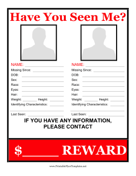 Multiple Missing Persons Flyer Reward Sign