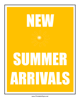 New Summer Arrivals Sign
