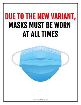 New Variant Mask Requirement Sign