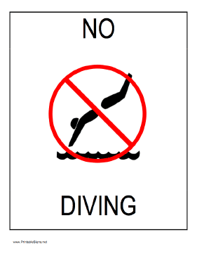 No Diving Sign