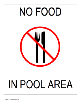 No Food In Pool Area Sign