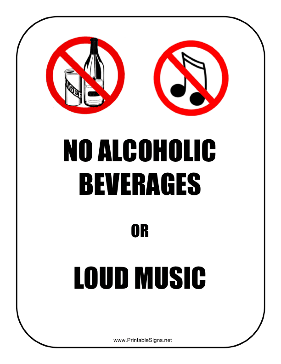 No Alcohol Music Sign