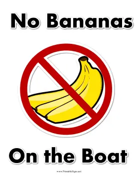 No Bananas On Boat Sign