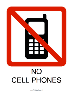 No Cell Phones Sign