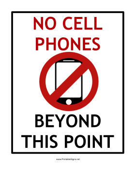 No Cell Phones Beyond This Point Sign
