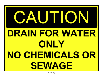 No Chemicals Or Sewage Sign