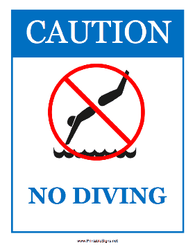 No Diving Sign