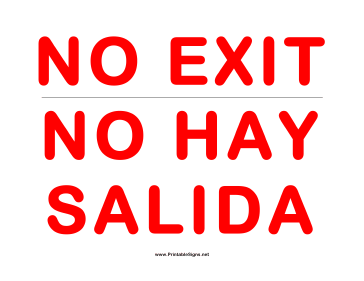 No Exit Salida Sign