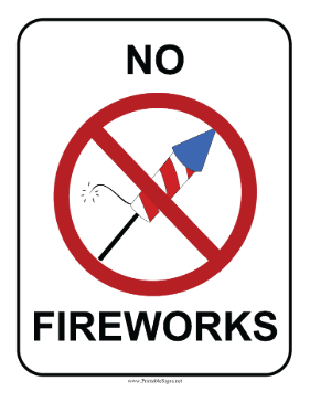 No Fireworks Sign Sign