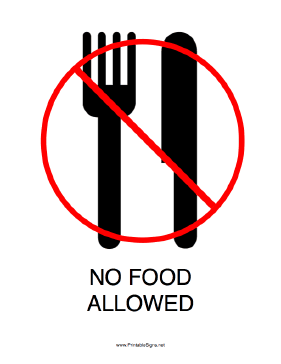 No Food Allowed Sign