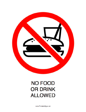 No Food Or Drink Allowed Sign